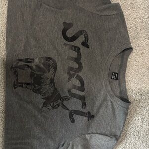 Gray Graphic T-Shirt with Animal Print